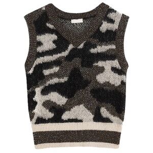 LIU JO Green Jacquard Camouflage Vest in Alpaca Blend